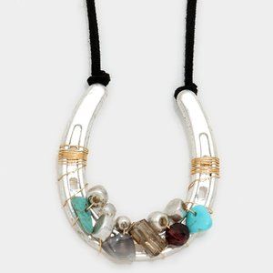 wtags: Horseshoe w/ Turquoise & Beads Necklace